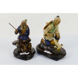 Two Shiwan pottery figures, each mounted