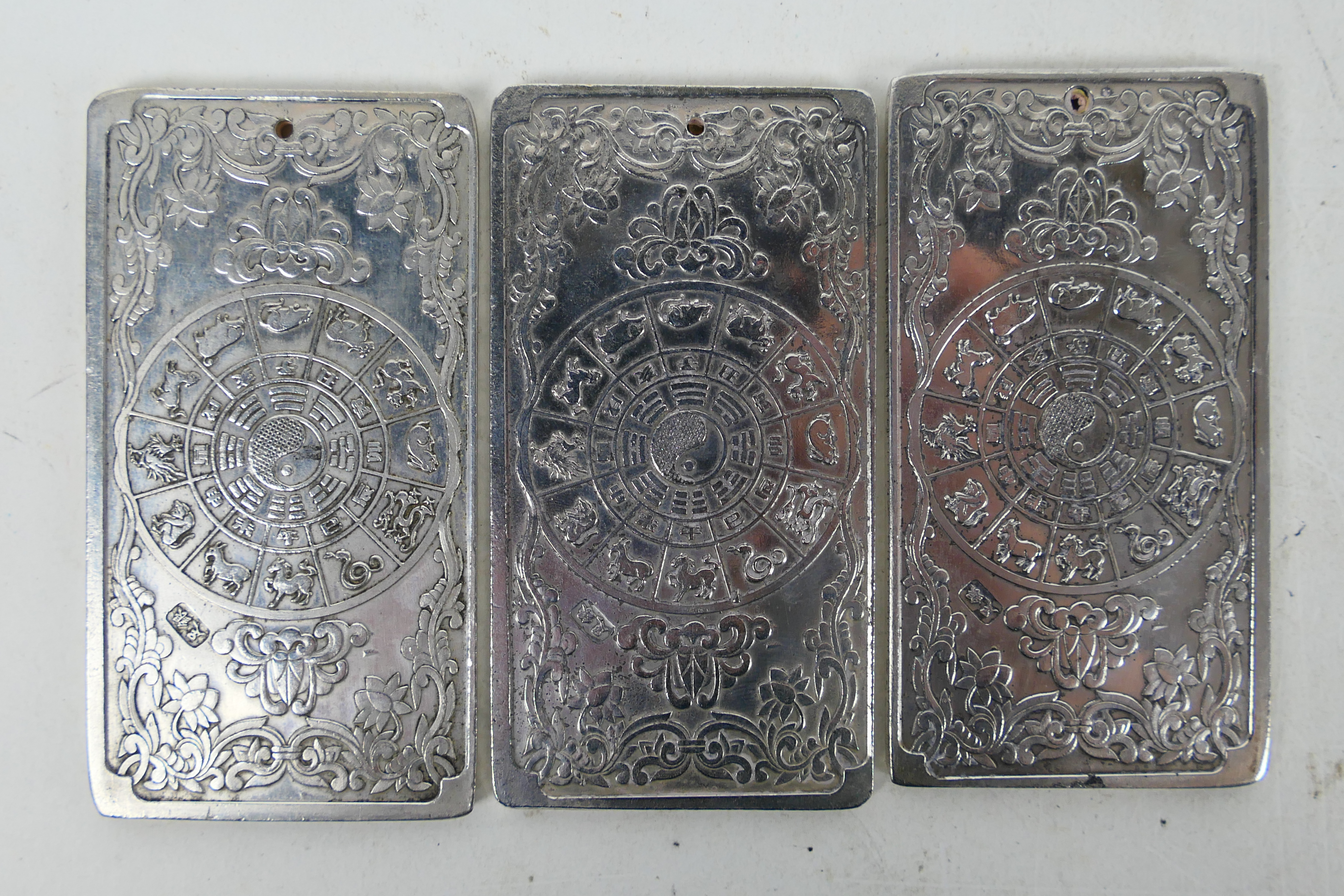Three Chinese white metal trade tokens / - Image 5 of 8