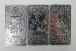 Three Chinese white metal trade tokens /