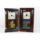 An interesting pair of late 19th century/ early 20th century 30-hour American shelf clocks to