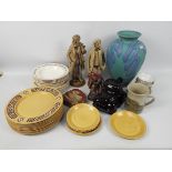 Lot to include ceramics, onyx ashtray, model of a dragon and similar.