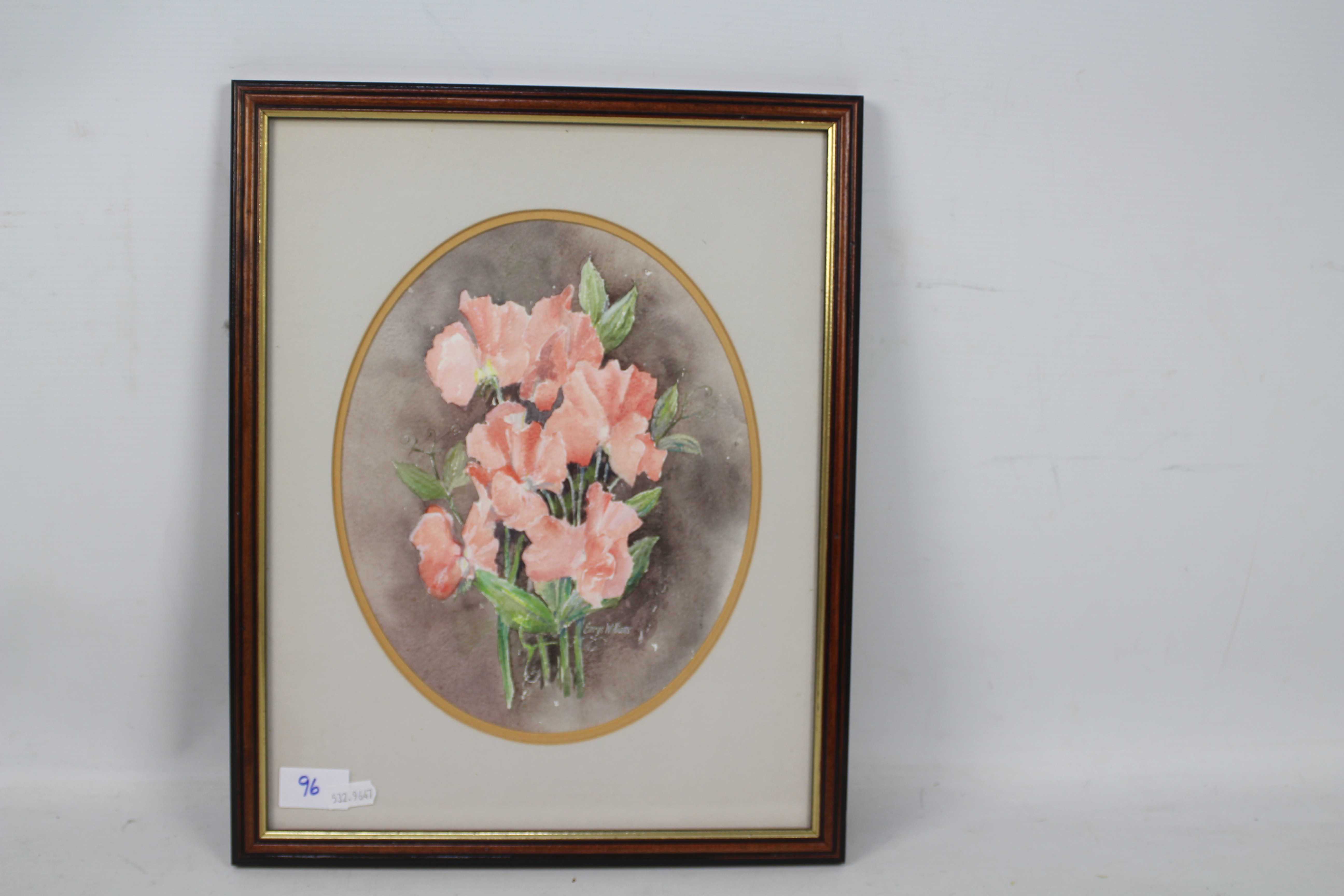 A gouache floral still life, signed Emrys Williams, mounted and framed under glass,