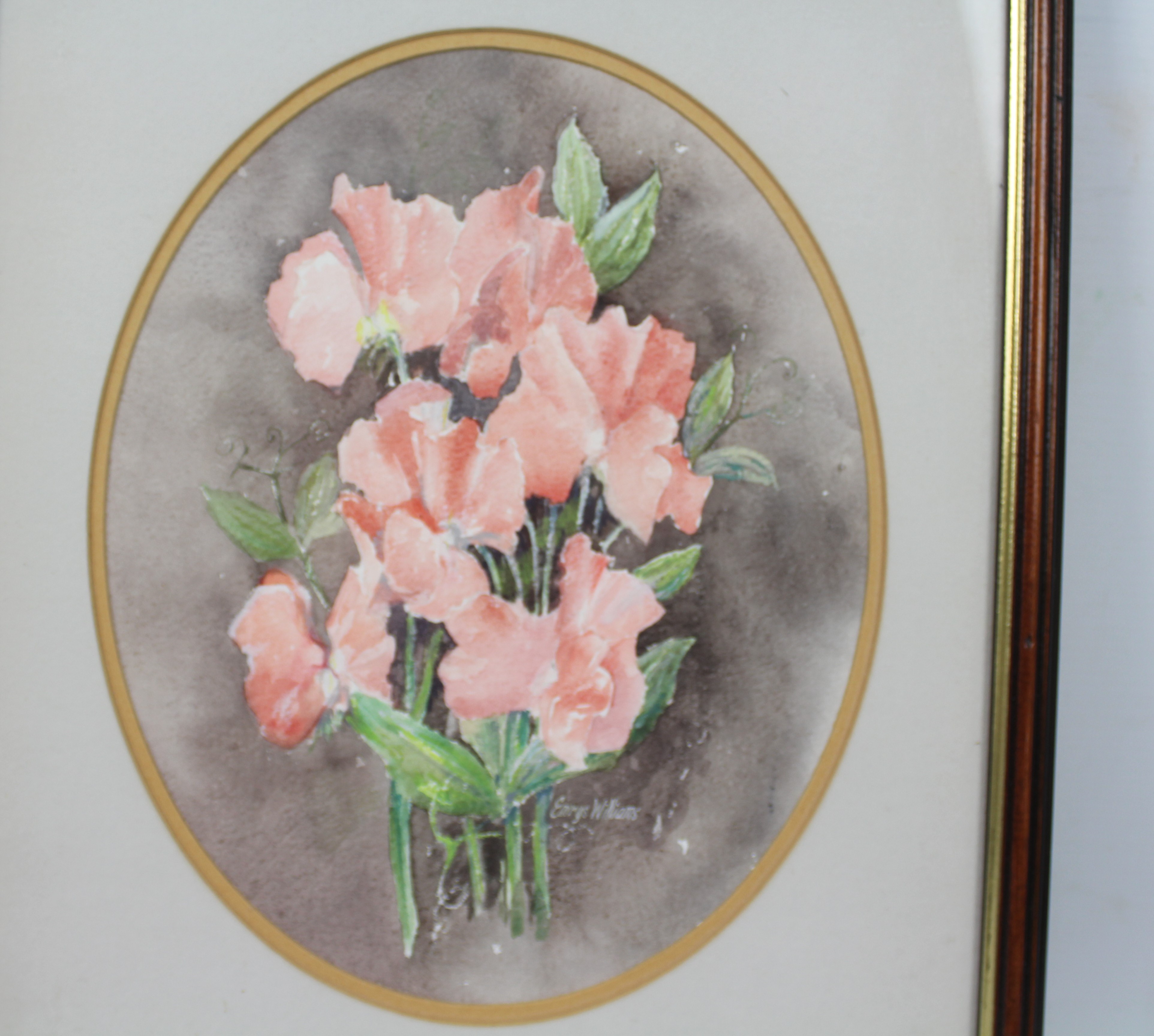 A gouache floral still life, signed Emrys Williams, mounted and framed under glass, - Image 2 of 2