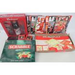 Lot to include board games, Liverpool Football Club magazines, coin case,