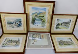 Five limited edition prints after Geoffrey Cawton to include Lower Slaughter, Rain Over Yewdale,