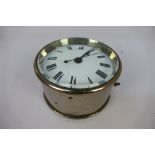 G.P.O. chrome plated brass cased drum clock with second hand.