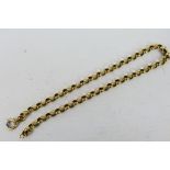 A 9ct yellow gold belcher link chain, 28 cm (l), approximately 10.6 grams.