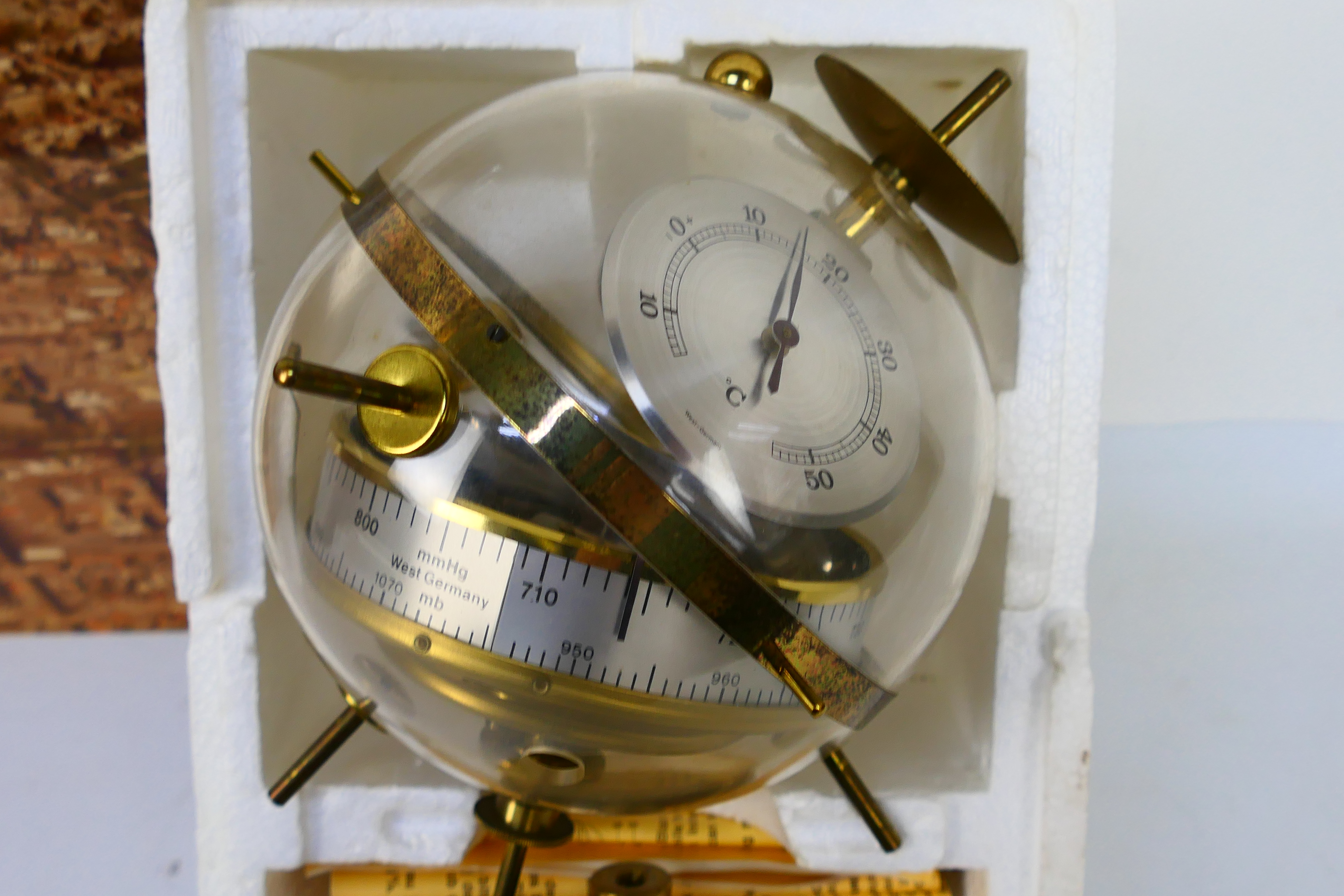 A 1970s Sputnik style desk-top weather station, West Germany, including a barometer, - Image 3 of 6