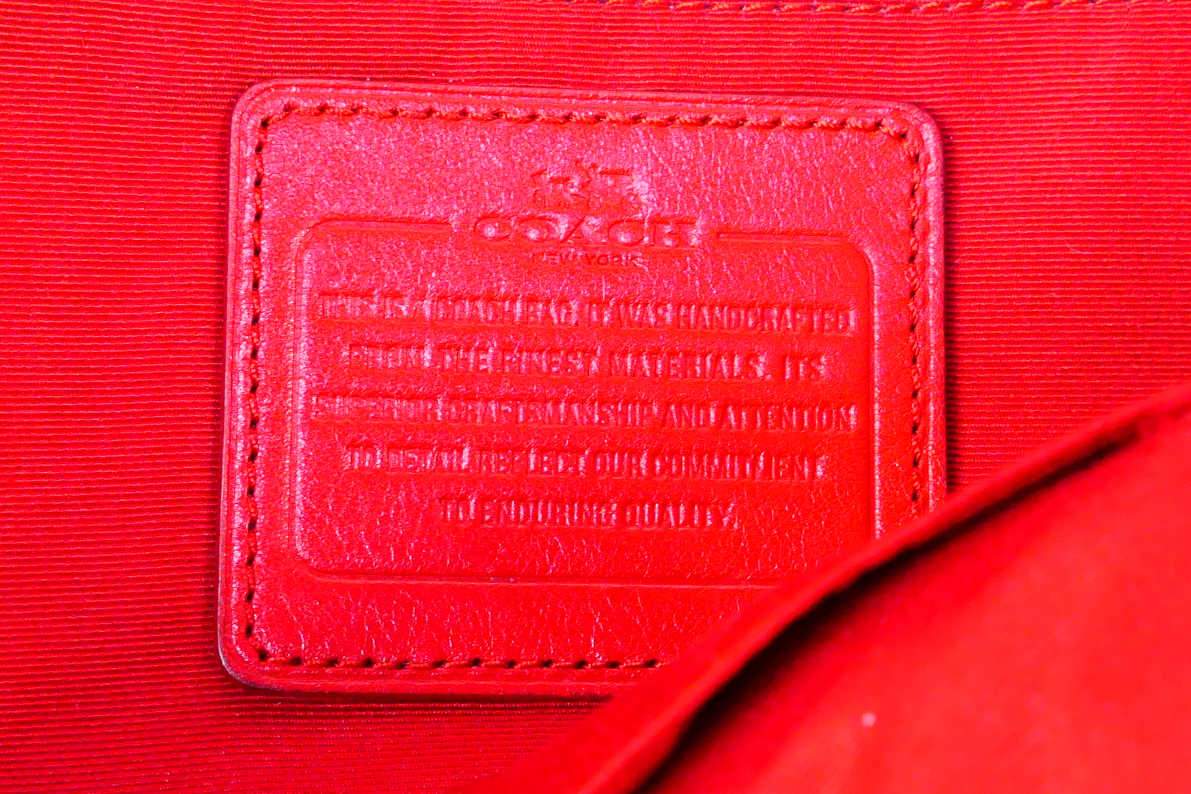 Coach New York - a Red Coach handbag, labelled with makers mark, with shoulder strap, - Image 7 of 7