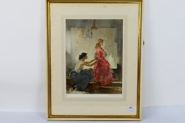 William Russell Flint, a print depicting a young girl being dressed,