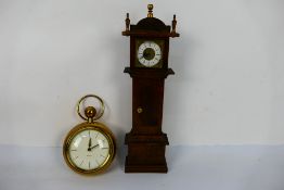 Two mantel / desk clocks comprising a Westclox in the form of a pocket watch,