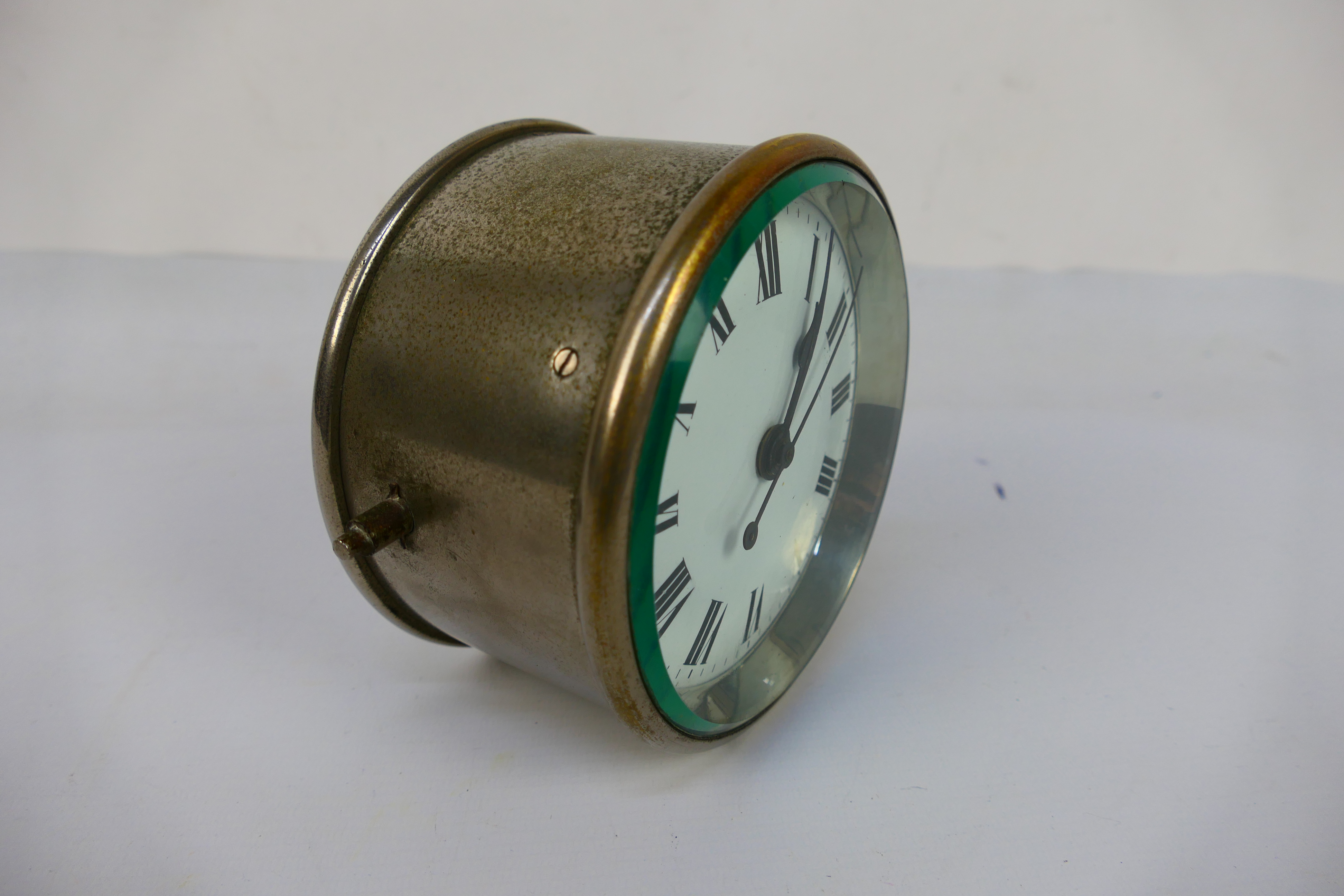 G.P.O. chrome plated brass cased drum clock with second hand. - Image 3 of 4