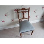 A Victorian bedroom chair with pale blue upholstered seat (b) Please note buyer collects from a L38