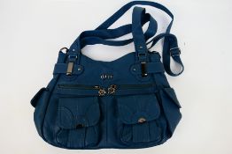 KL928 - A KL928 dark blue leather shoulder bag- Shoulder bag has one interior zip pocket,