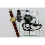 Two gentleman's wrist watches comprising a Casio Wave Ceptor and a Rotary also includes a stopwatch.