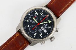 A Sewills RAF Battle Of Britain gentleman's chronograph on brown leather strap.