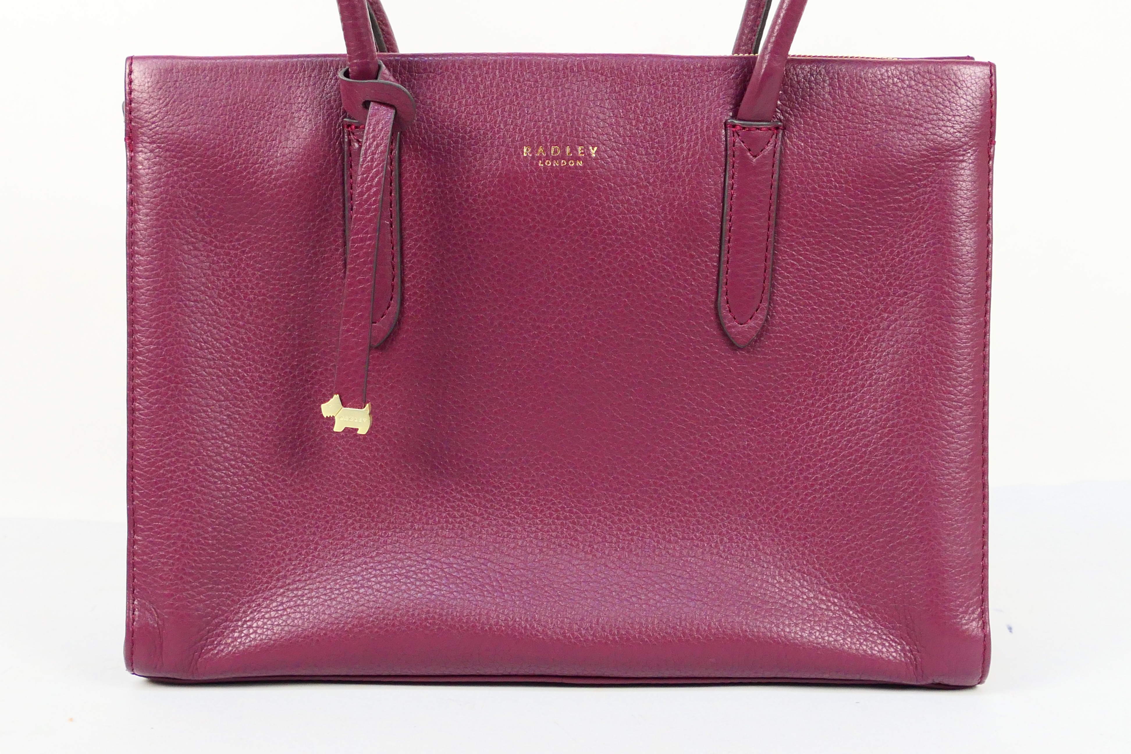 Radley - A purple Radley London leather handbag - Handbag has one interior zip pocket and two - Image 2 of 10