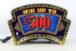 Win up to £500 Cash - Fruit Machine Sign.