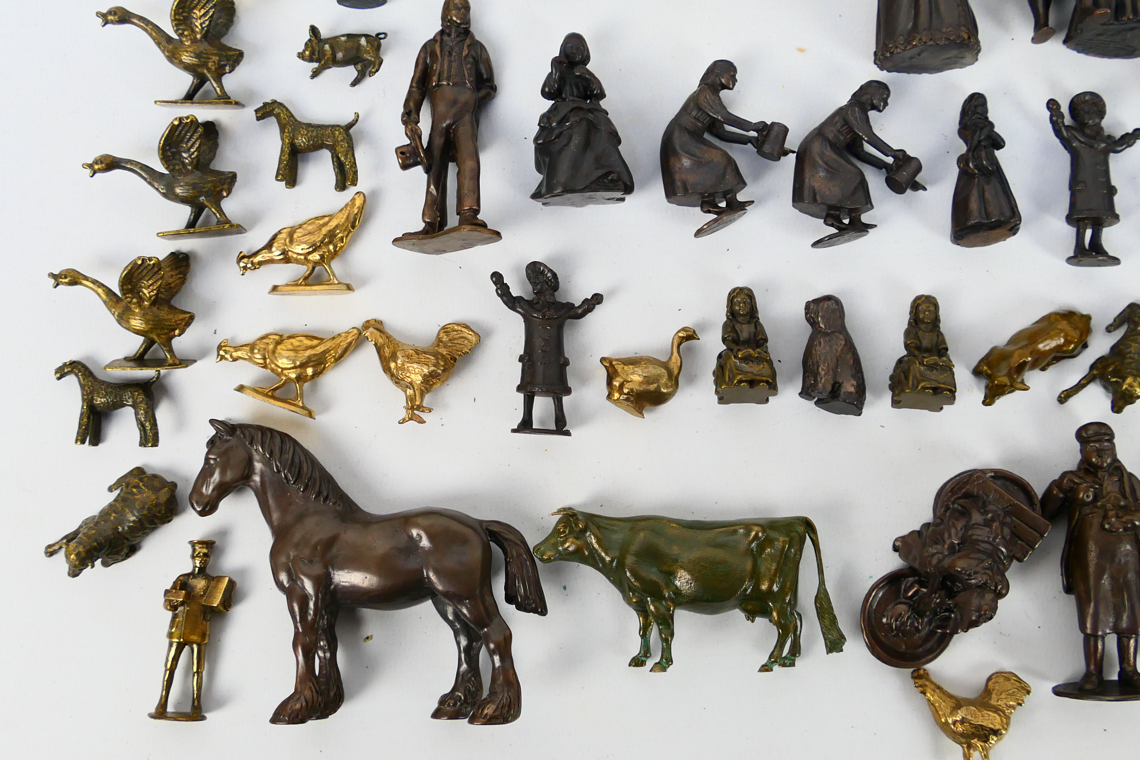 A large collection of bronze figures to include Victorian style, servants, children, - Image 2 of 7