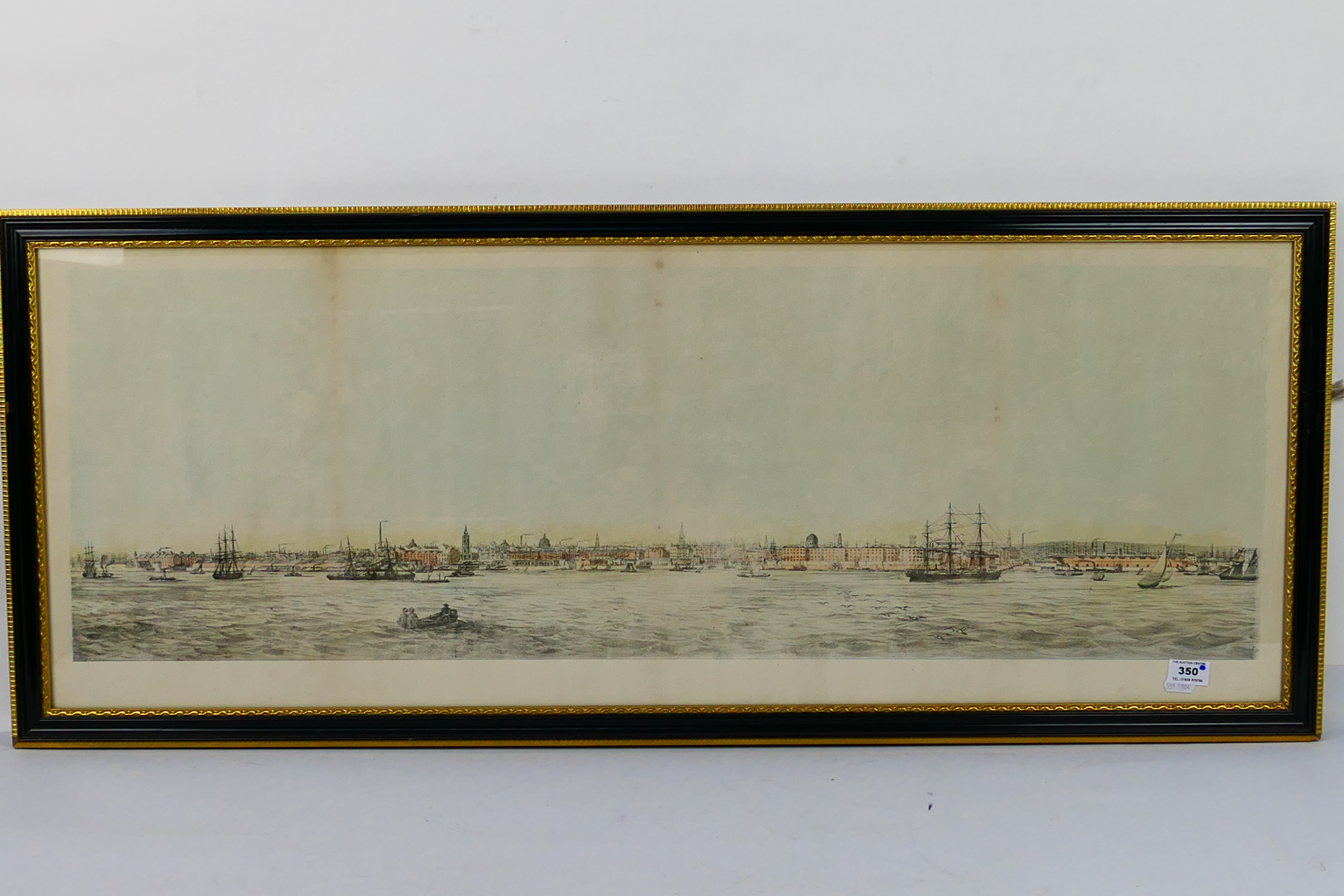 Lithograph depicting the River Mersey at 'Liverpool and its Shipping in a bygone age (anon) approx