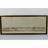 Lithograph depicting the River Mersey at 'Liverpool and its Shipping in a bygone age (anon) approx