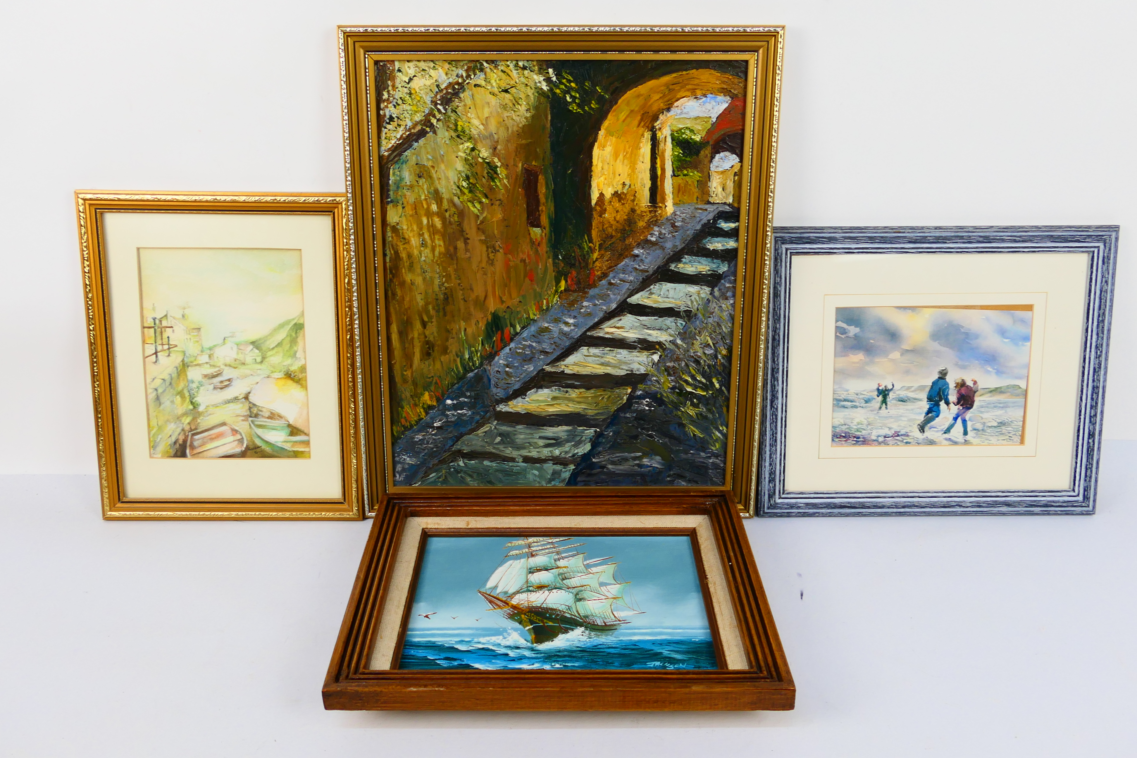 A collection of framed pictures to include oils, watercolour and similar,
