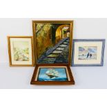 A collection of framed pictures to include oils, watercolour and similar,