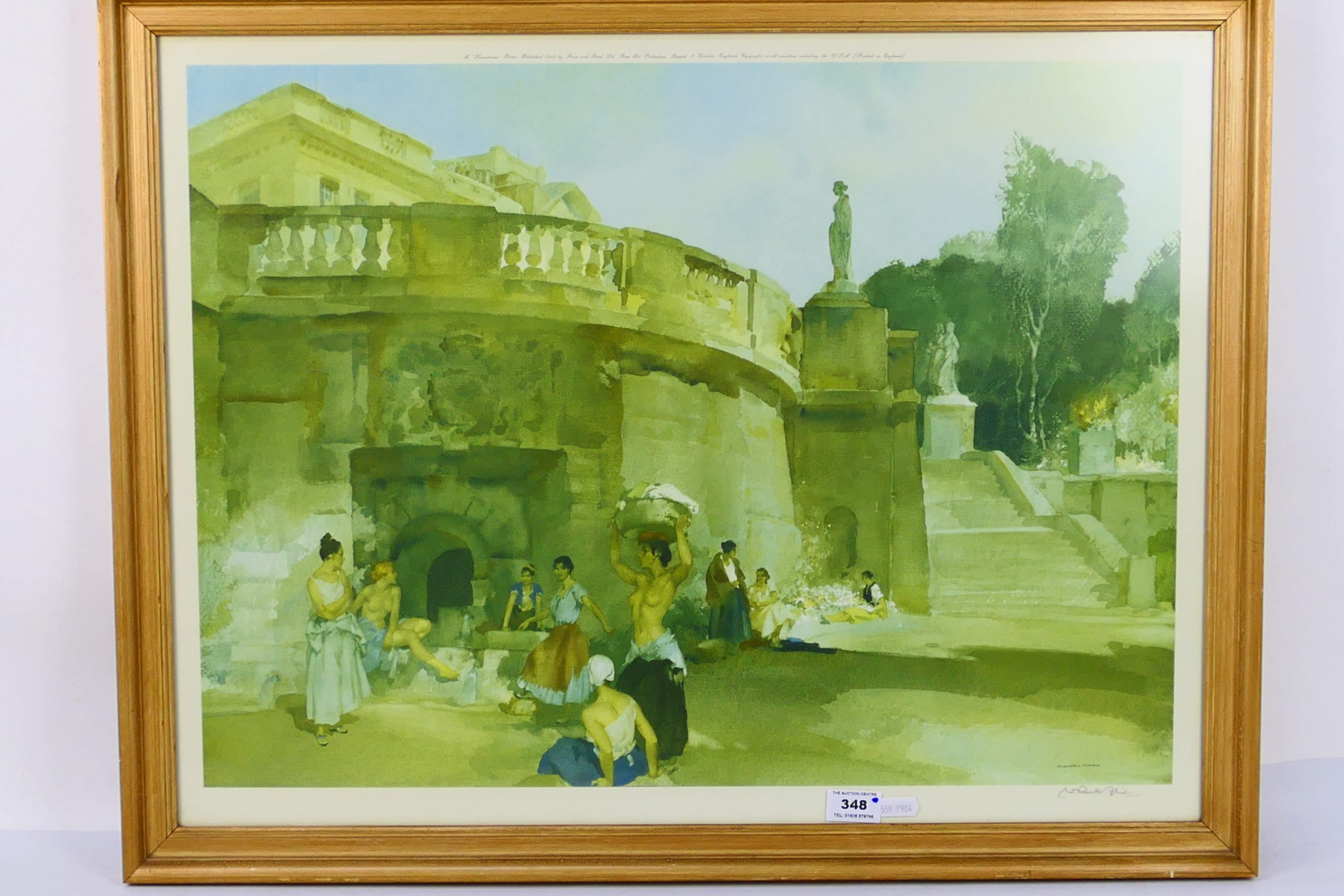 William Russell Flint, an artist's signed proof 'Under the Palace Terrace, Compiegne',