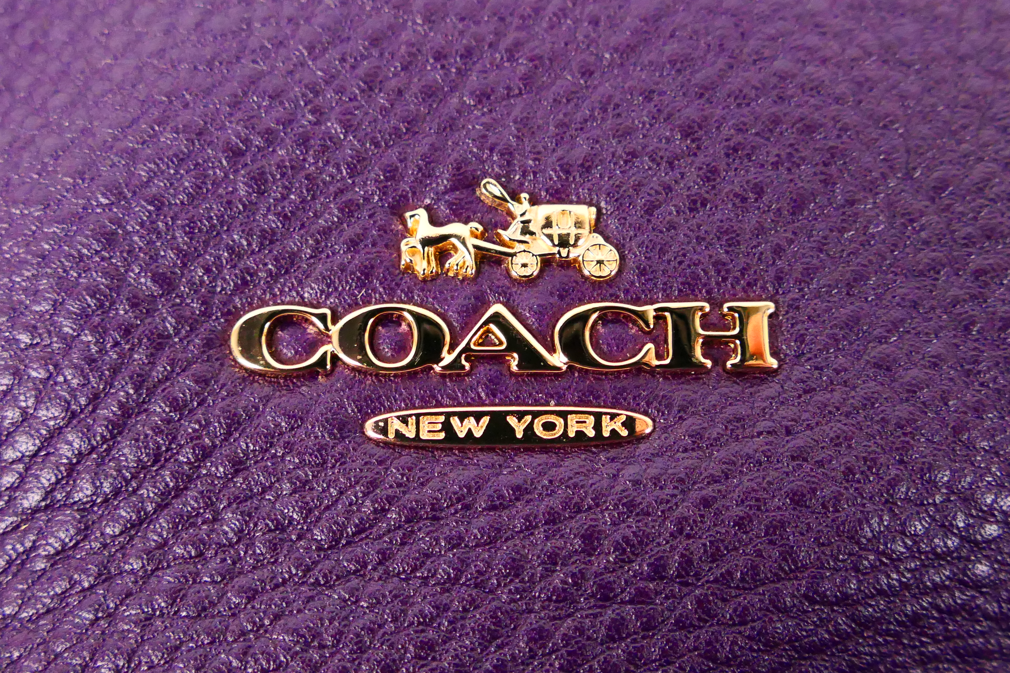 Coach New York - a Purple Coach handbag, labelled with makers mark, with shoulder strap, - Image 2 of 6
