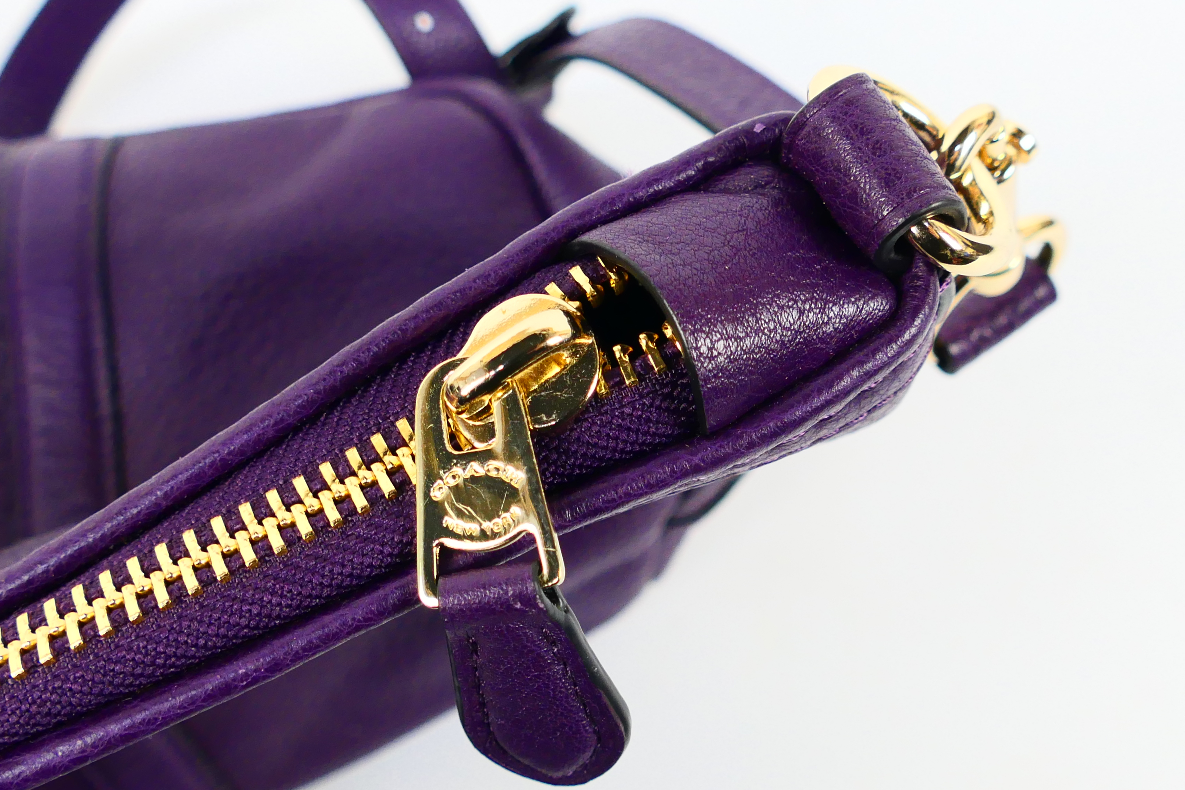 Coach New York - a Purple Coach handbag, labelled with makers mark, with shoulder strap, - Image 4 of 6