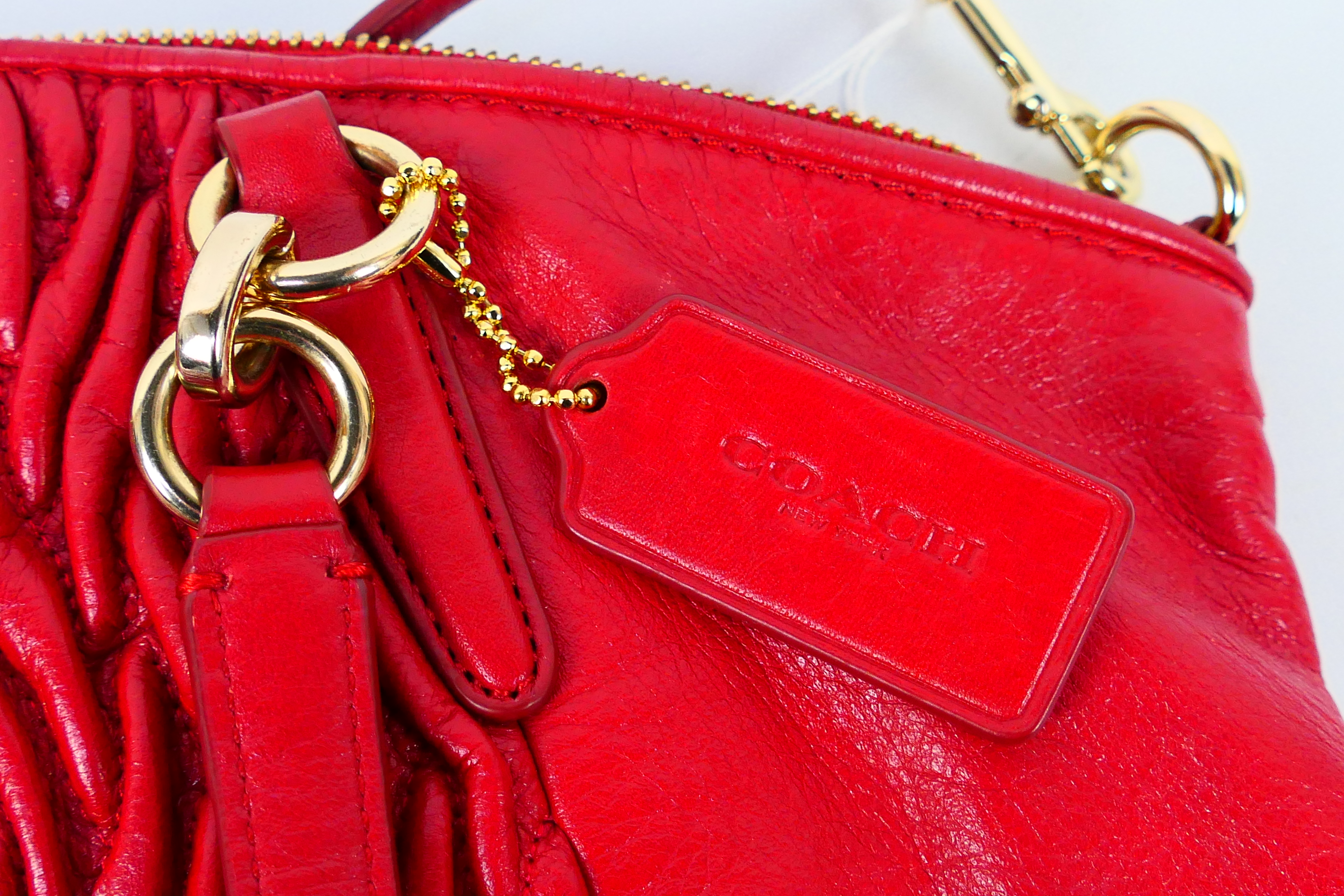 Coach New York - a Red Coach handbag, labelled with makers mark, with shoulder strap, - Image 3 of 7