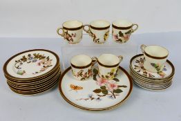 Royal Worcester - a Victorian tea set comprising six cups, eight saucers,