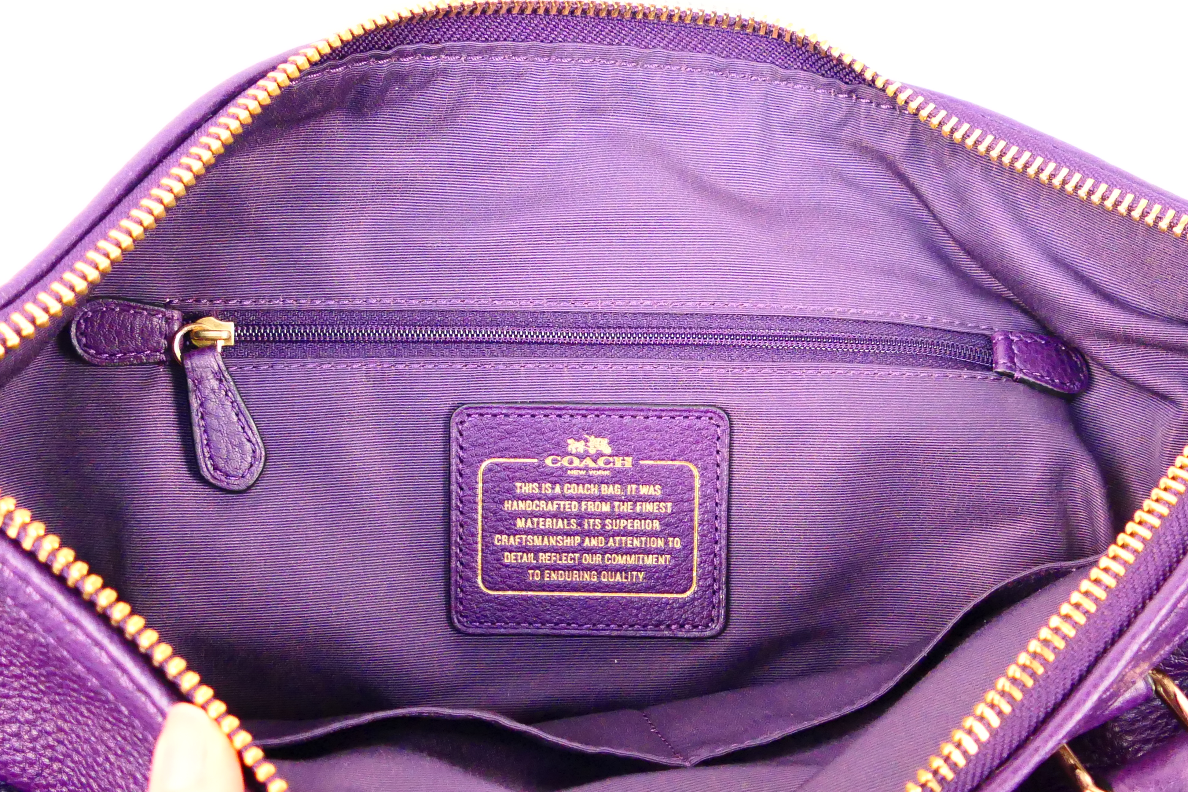 Coach New York - a Purple Coach handbag, labelled with makers mark, with shoulder strap, - Image 5 of 6