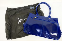 Catwalk Collection - A Catwalk Collection dark blue leather handbag - Handbag has two inside zip