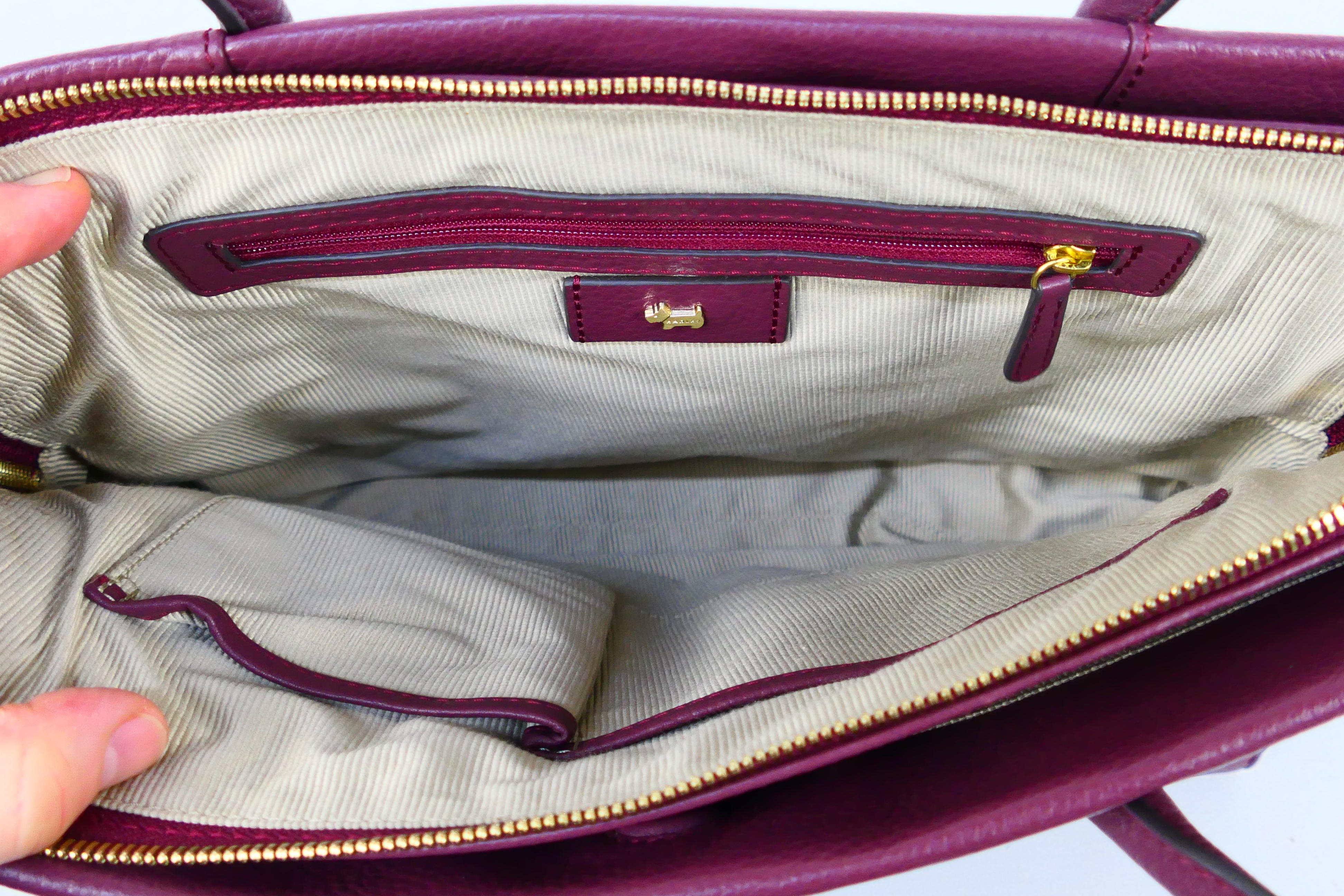 Radley - A purple Radley London leather handbag - Handbag has one interior zip pocket and two - Image 7 of 10