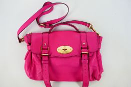 Mulberry - a Raspberry (hot pink) Mulberry handbag and shoulder strap (soft Buffalo L150),