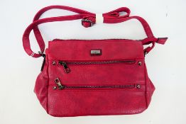 Lulu - A dark red Lulu leather handbag with shoulder strap - Handbag has four inner pouches,