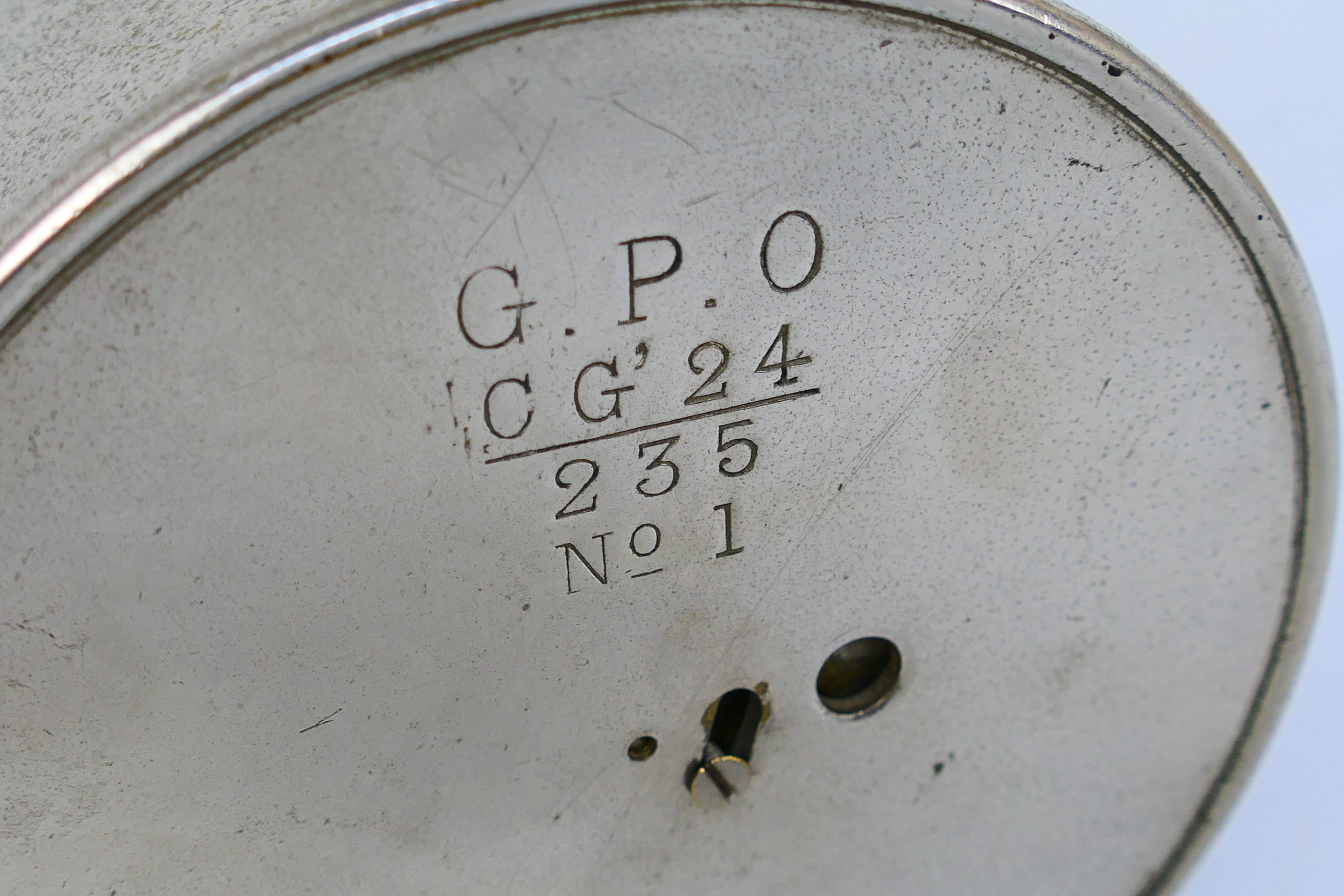 G.P.O. chrome plated brass cased drum clock with second hand. - Image 4 of 4