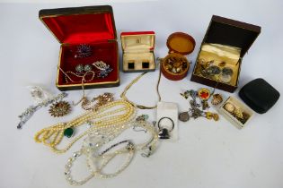 A collection of costume jewellery, some pieces stamped Silver.