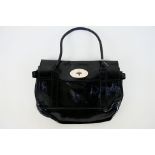 Mulberry - a black patent leather Mulberry handbag, labelled with markers,