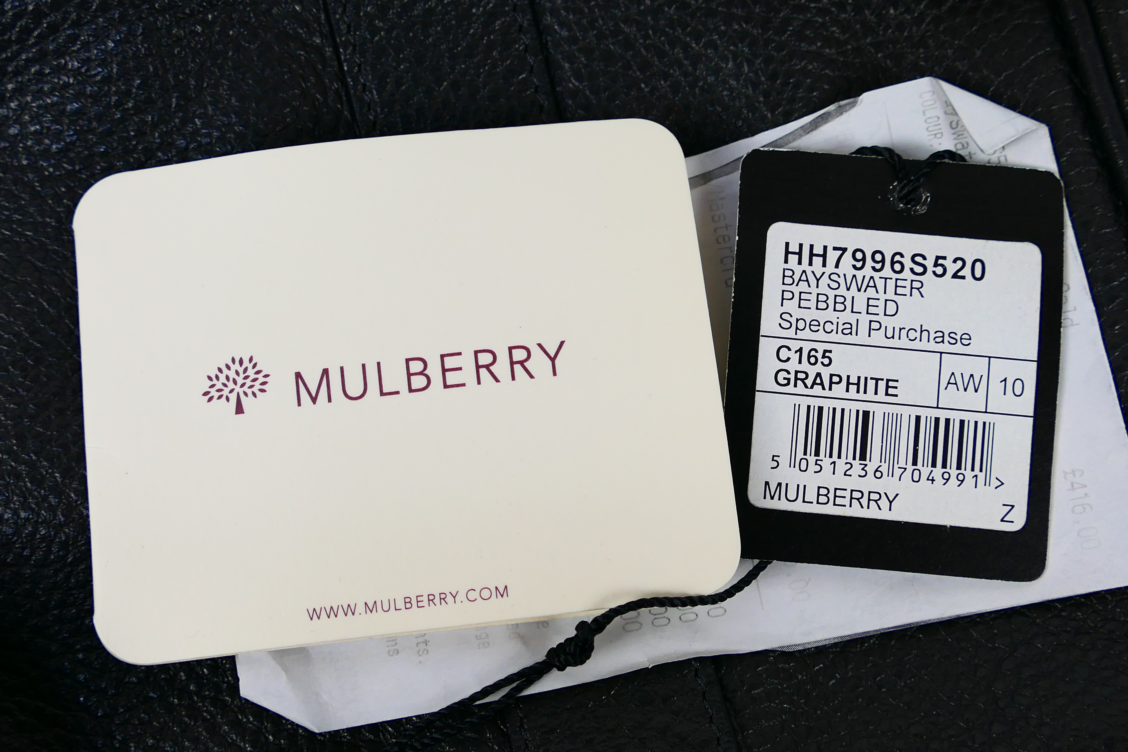 Mulberry - A Mulberry handbag, Bayswater Pebble in graphite, with tags (loose), 2 carry handles, - Image 5 of 5