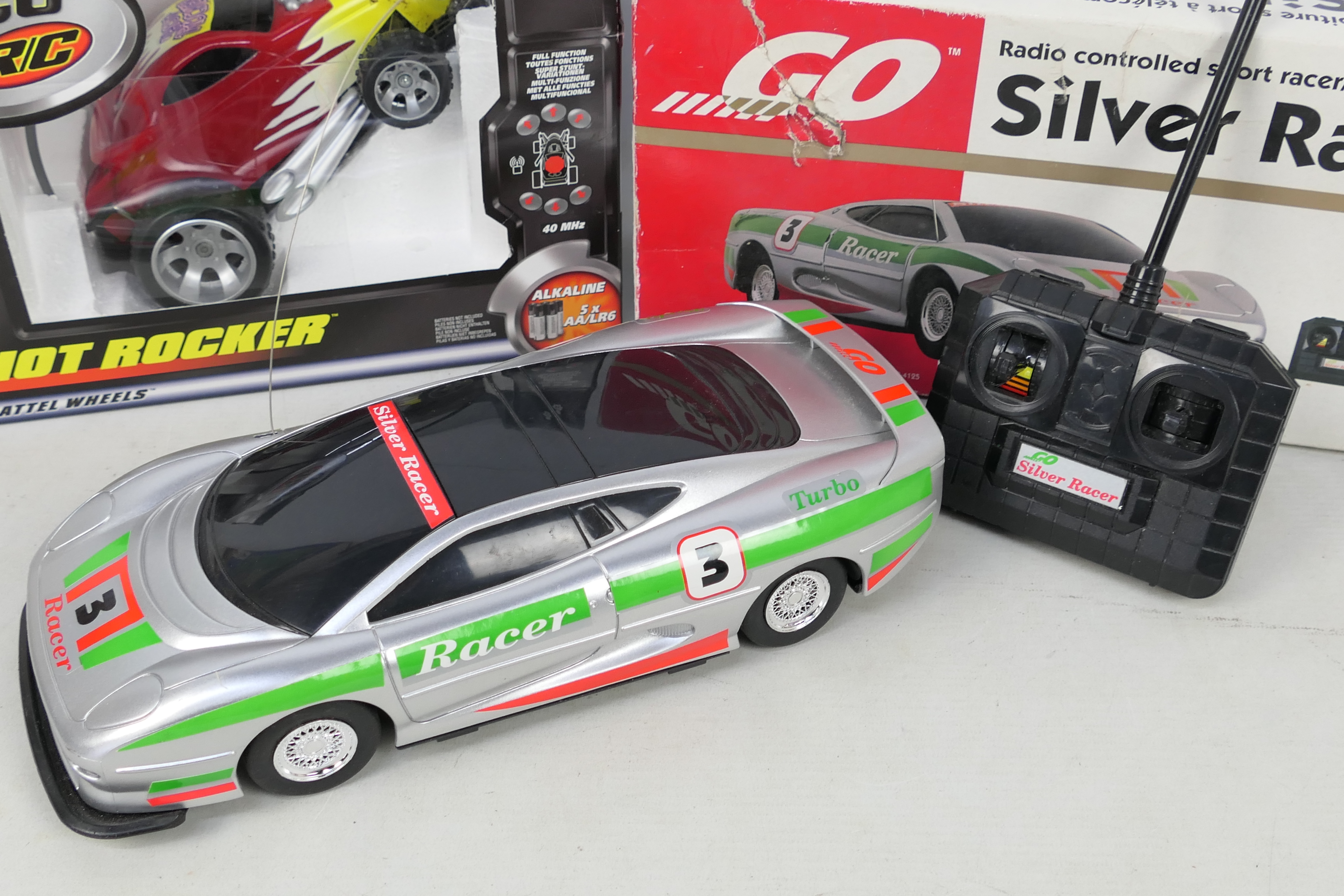 Tyco - Go - 2 x boxed radio control models, a Jaguar XJ220 Silver Racer and a Hot Rocker stunt car. - Image 3 of 4