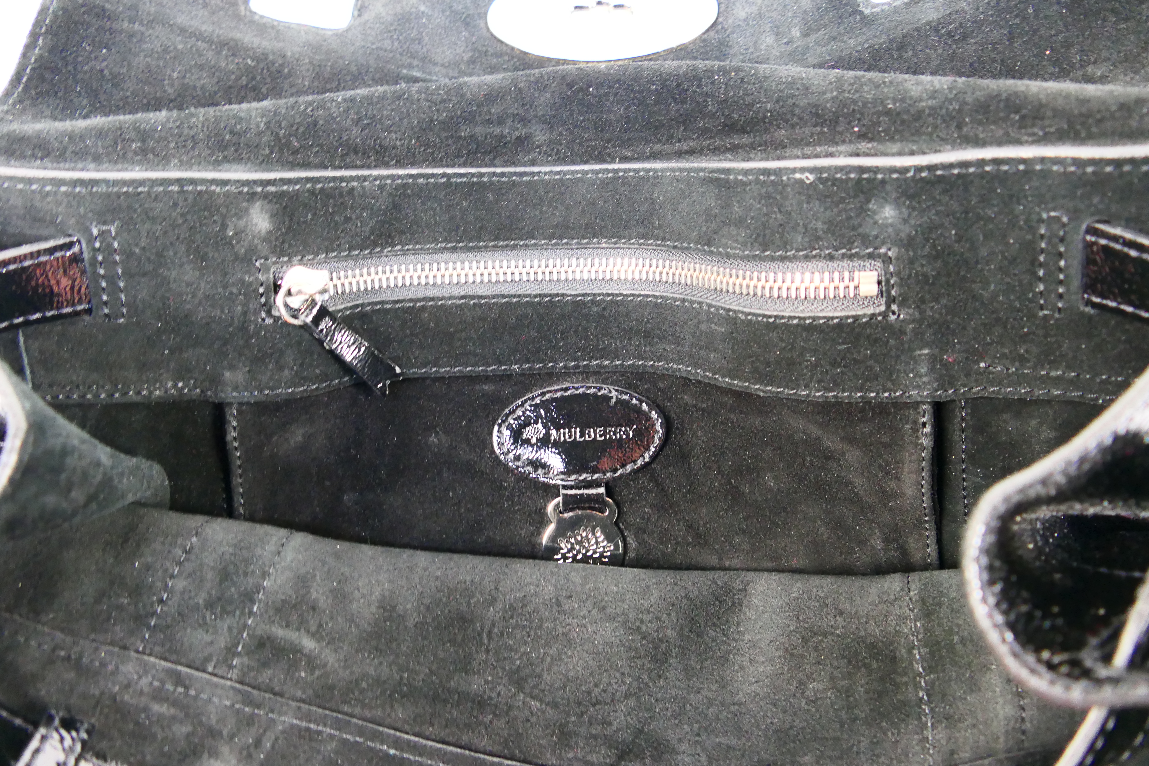 Mulberry - a black patent leather Mulberry handbag, labelled with markers, - Image 6 of 7