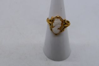 A 9ct yellow gold cameo ring, size M, approximately 2.7 grams.