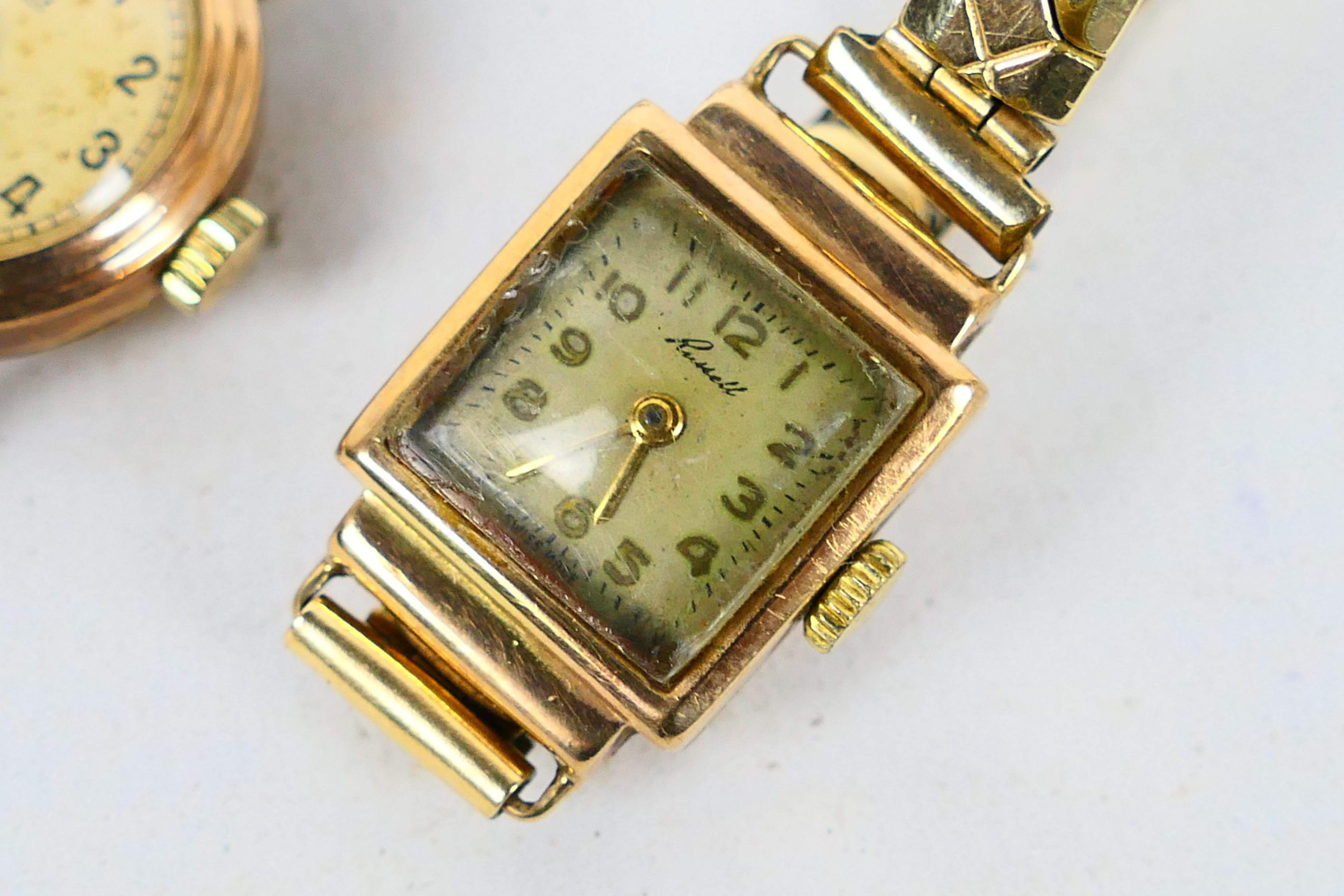 Two 9ct gold cased lady's wrist watches one on rolled gold expanding bracelet. - Image 3 of 8