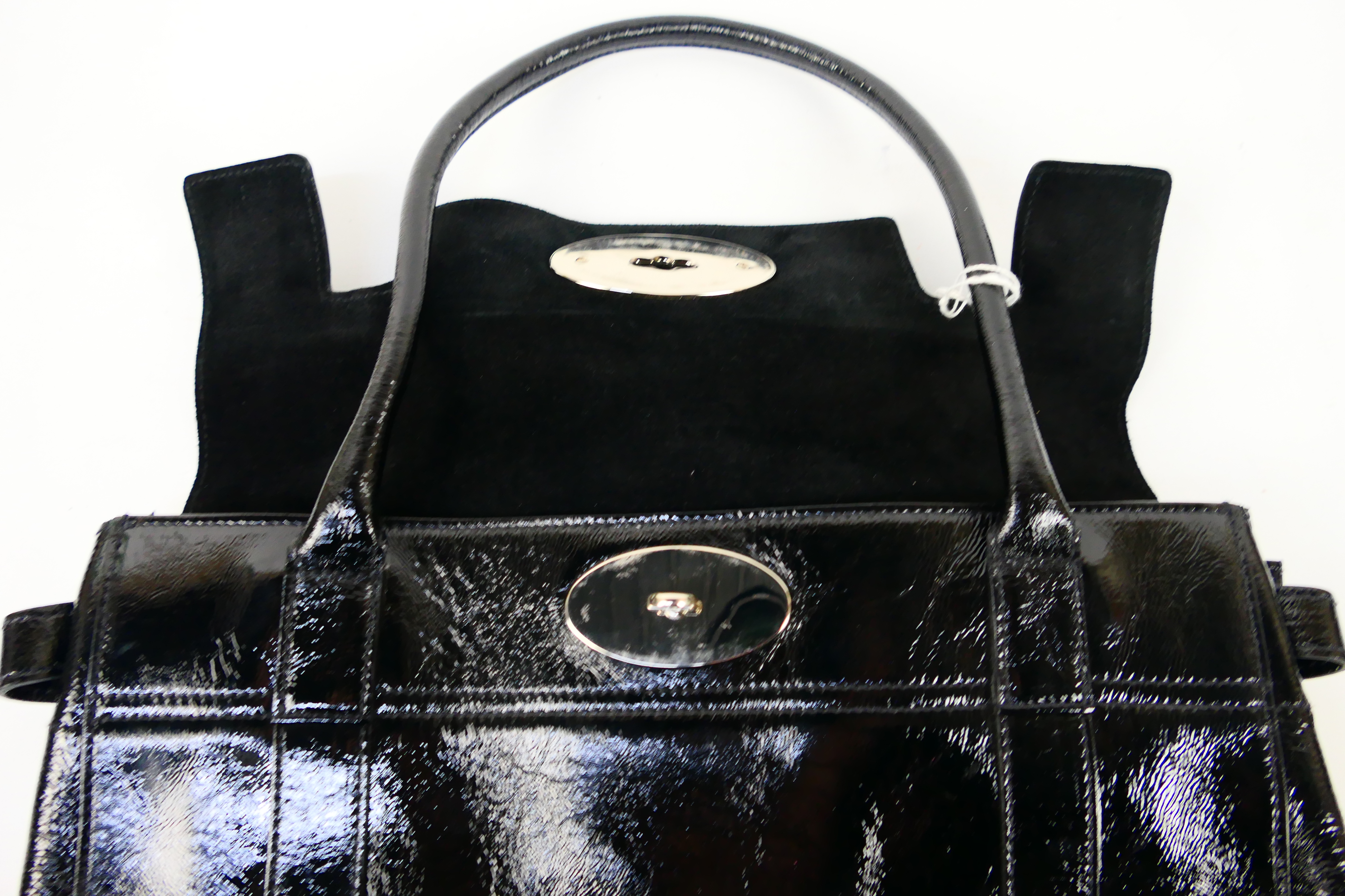 Mulberry - a black patent leather Mulberry handbag, labelled with markers, - Image 5 of 7