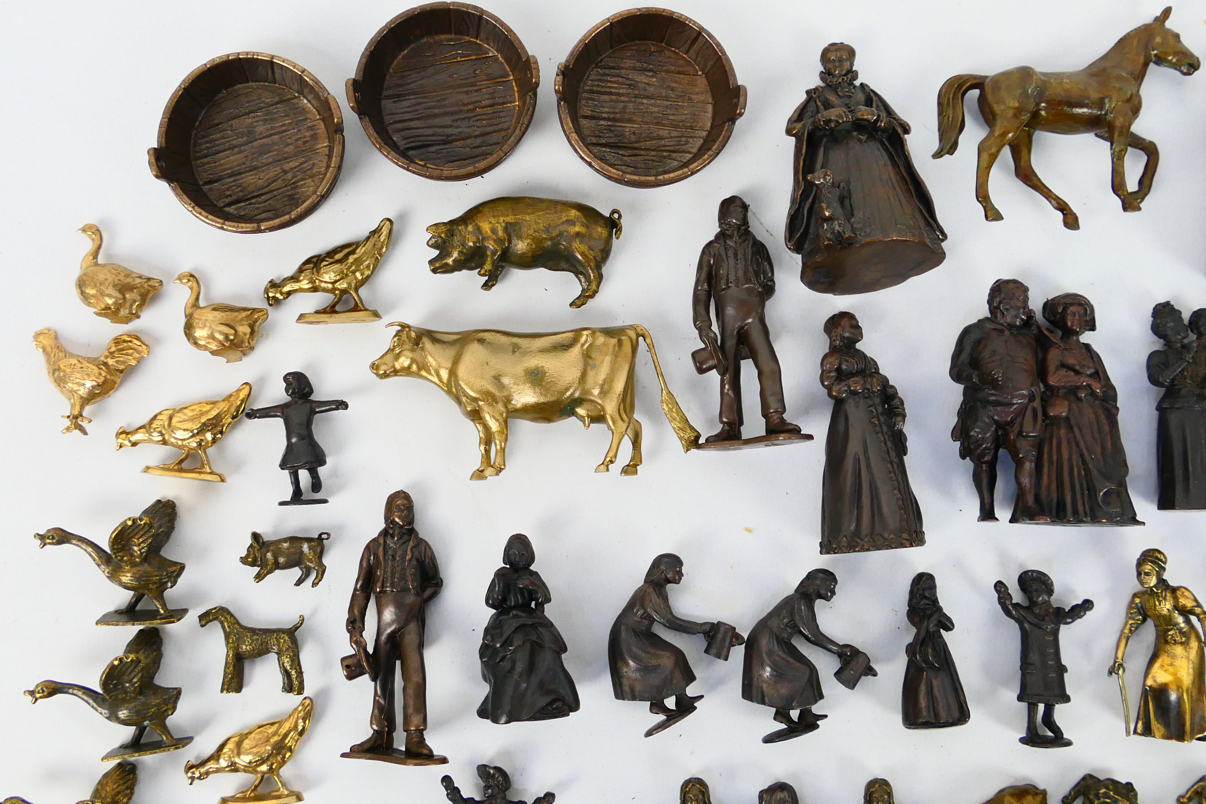 A large collection of bronze figures to include Victorian style, servants, children, - Image 3 of 7