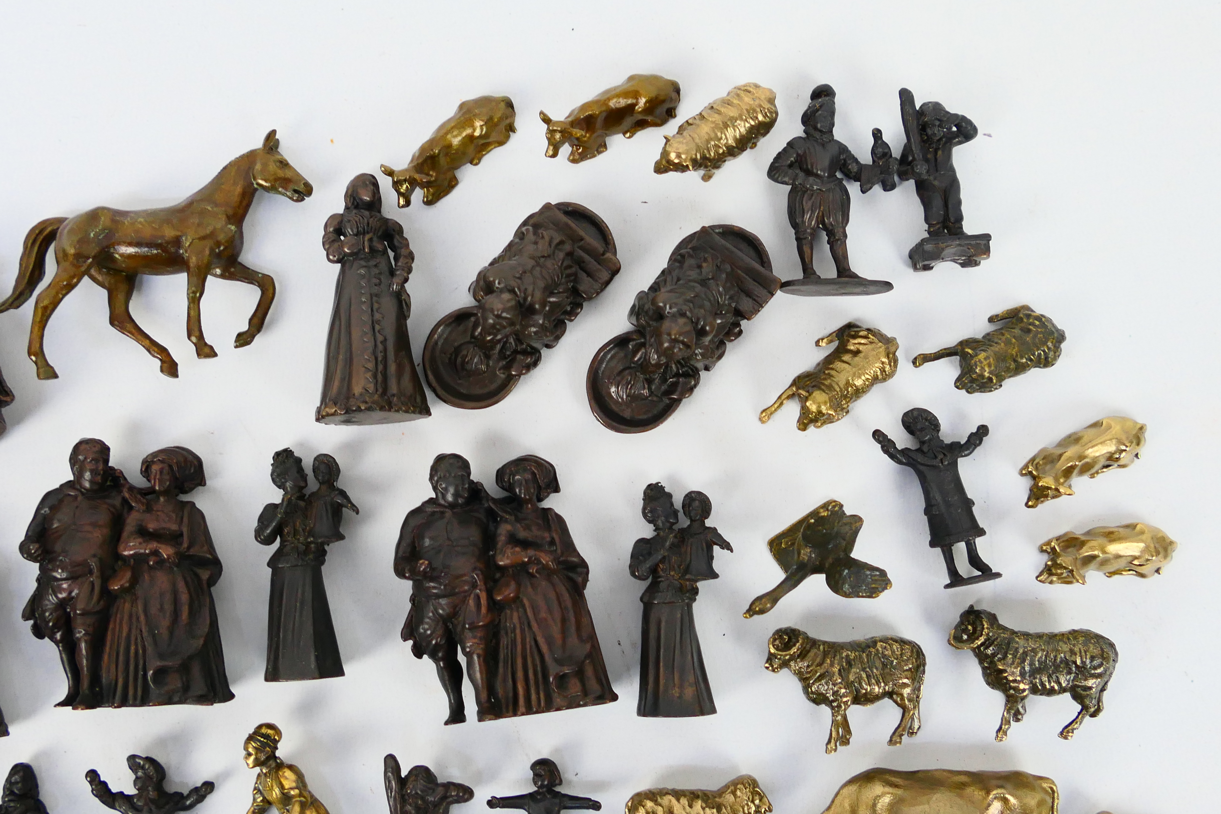 A large collection of bronze figures to include Victorian style, servants, children, - Image 4 of 7