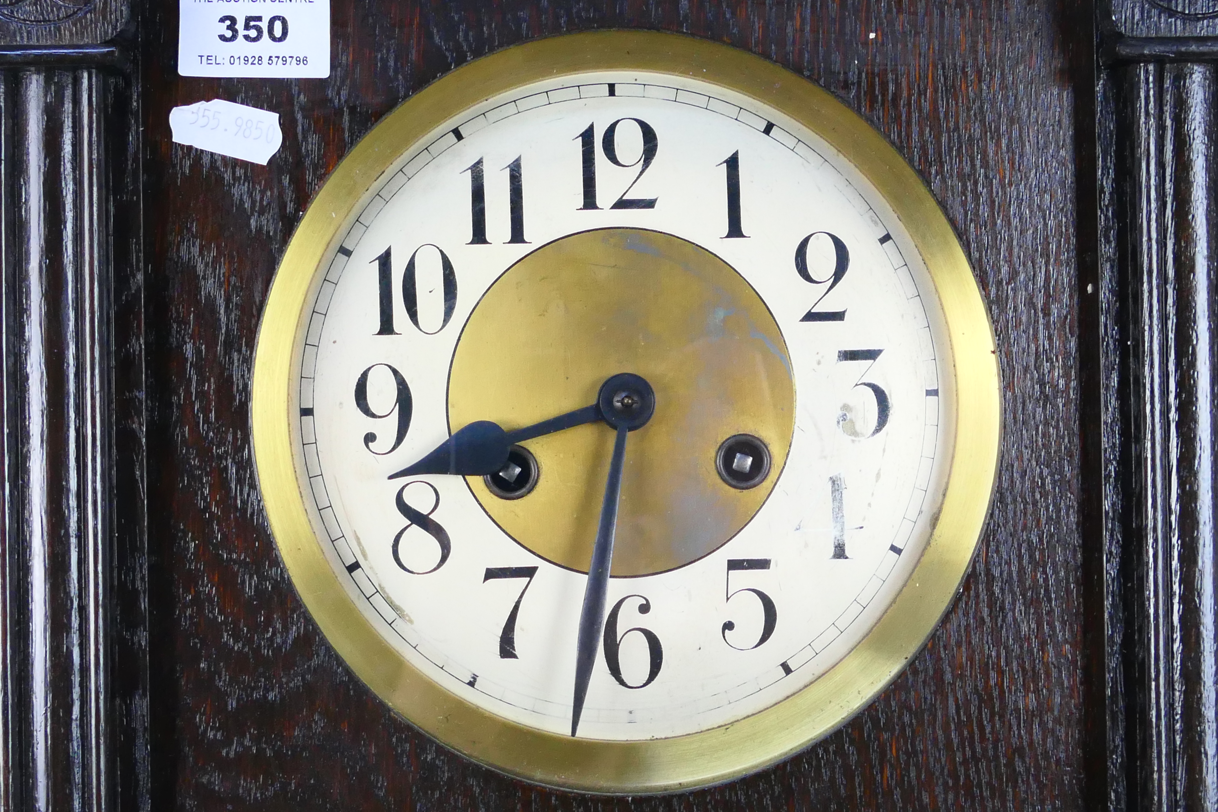A dark brown wall clock. Wall clock is marked Glocken-Gong. Wall clock comes with key and pendulum. - Image 3 of 5