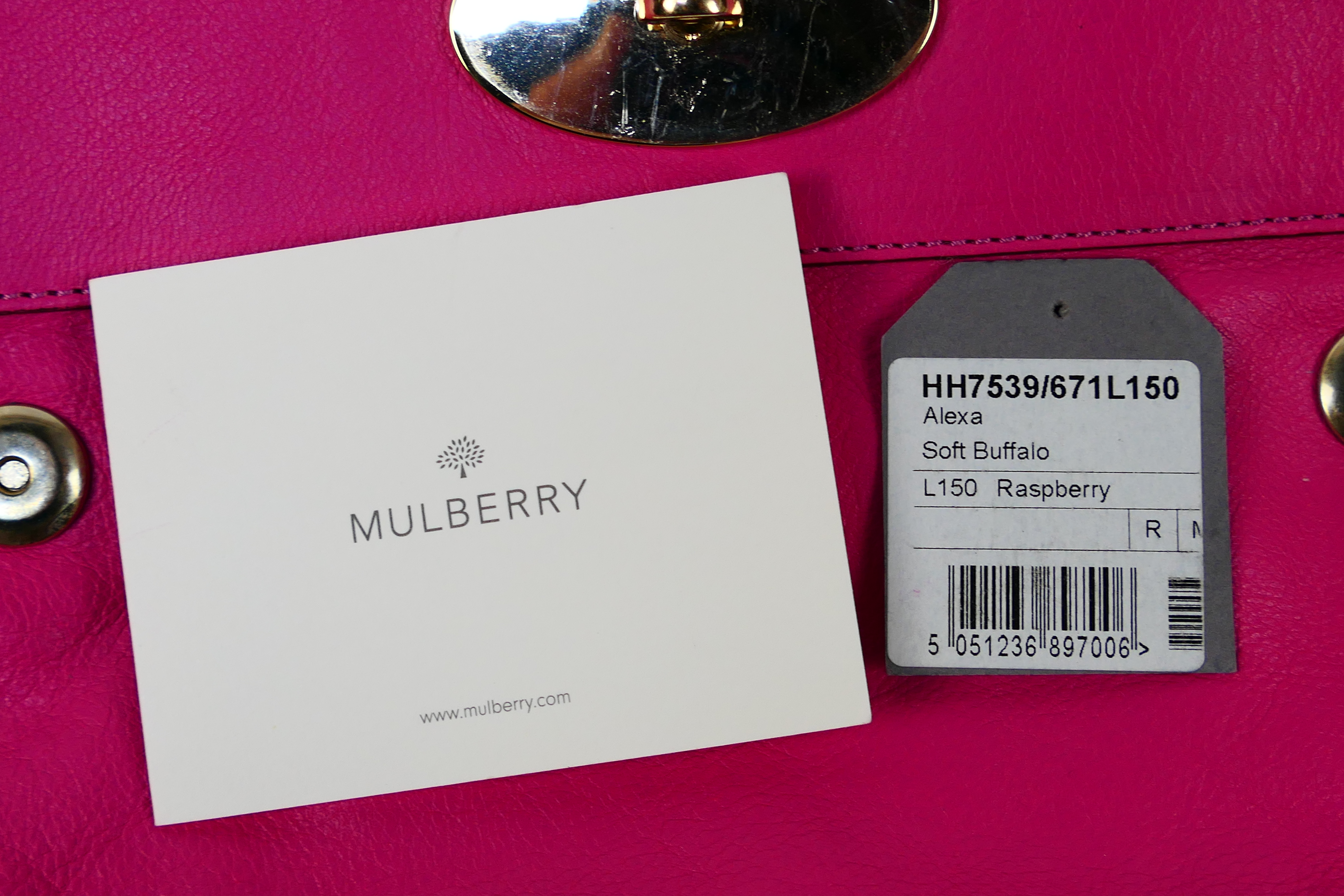 Mulberry - a Raspberry (hot pink) Mulberry handbag and shoulder strap (soft Buffalo L150), - Image 7 of 7